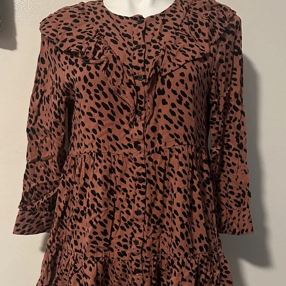 Zara Brown and Black Patterned Dress - Picture 3 of 4